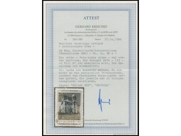 Kasachische SSR 30 K., sauber gestempelt, Kabinett, eine sehr seltene Marke, u.a. sign. Nemvalz und Fotoattest Krischke BPP