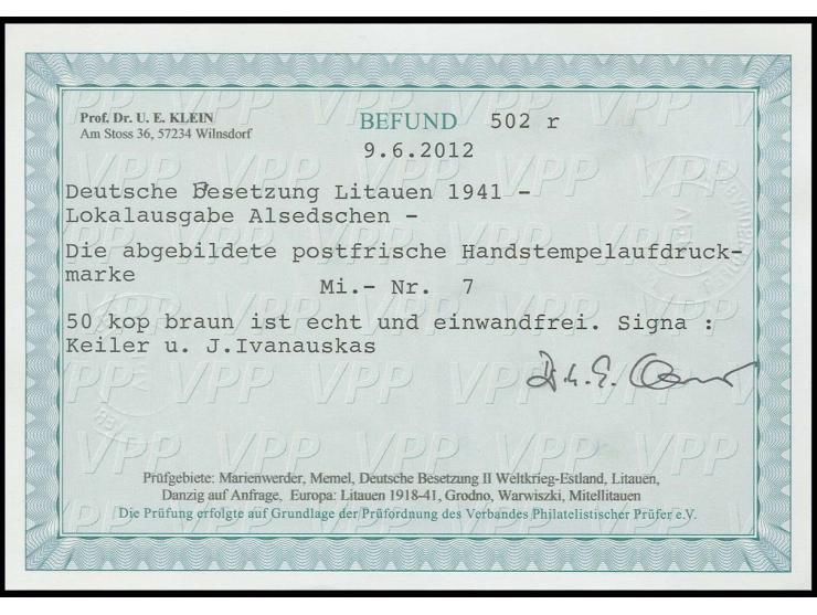 50 K. braun, postfrisch, Kabinett, sign. Keiler und Befund Klein