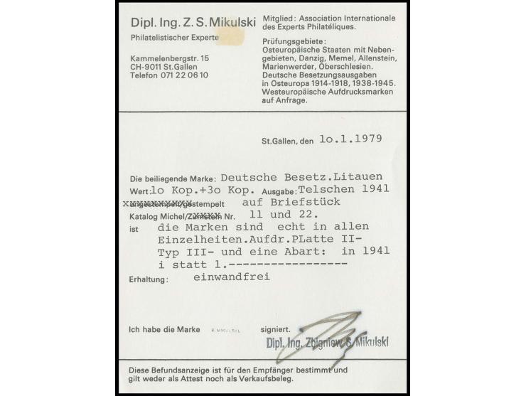 Landwirtschafts-Ausstellung 10 K. und Karelo-Finnische SSR 30 K., je Type III mit Aufdruckfehler "194i statt 1941", mit Stemp