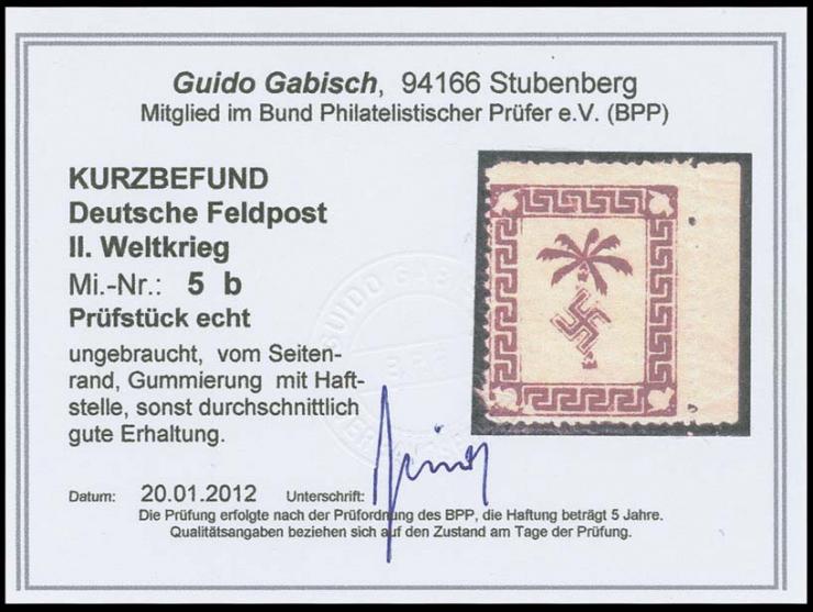 dito, auf hellchromgelbem Papier mit rechtem Rand, ungebraucht, Pracht, Kurzbefund Gabisch BPP