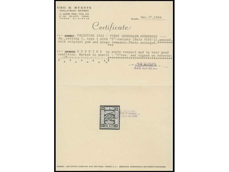4 m. with "Z"-error, unused, fine, a very scarce stamp, signed Muentz with certificate (Bale 19Z)