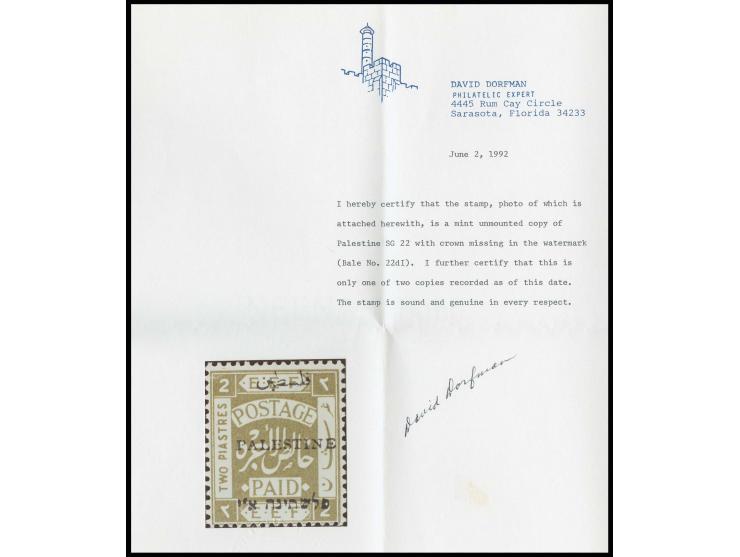 2 pia. with watermark variety 'crown missing', unused, fine, a scarce stamp, certificate Dorfman (Bale 22dI)