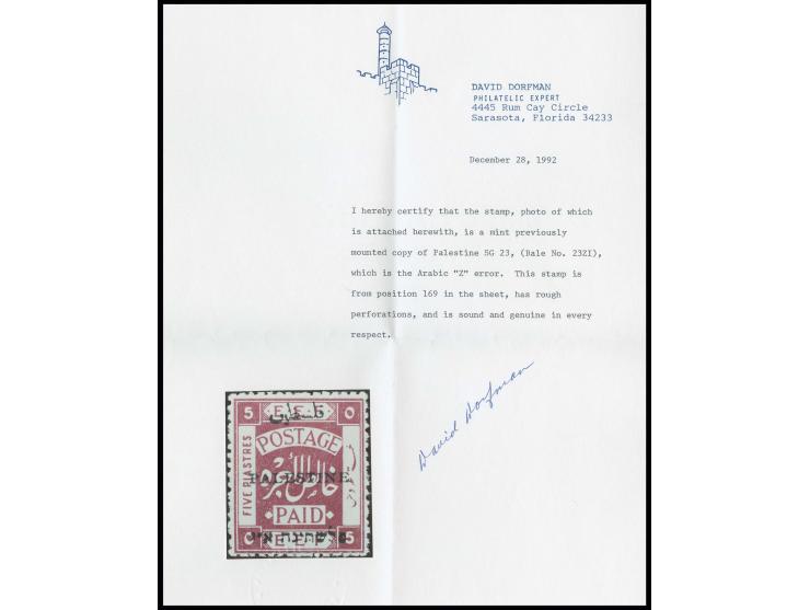 5 pia. with "Z"-error, unused with rough perforation, a fine and very scarce in this condition, certificate Dorfman (Bale 23Z