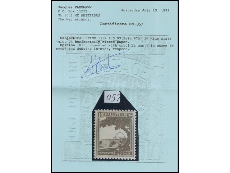 Horizontally ribbed paper: 2 m. and 6-15 m., unused, some stamps incl. the rare 10 m. unmounted mint, for the later one certi