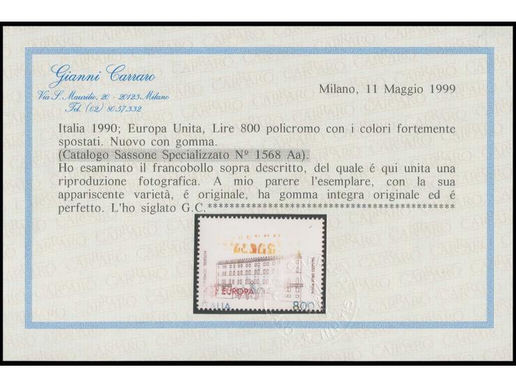 1990, 800 l., 2 copies with heavily shifted colours and 1991, 800 l., 5 copies with missing yellow colour and partly other va