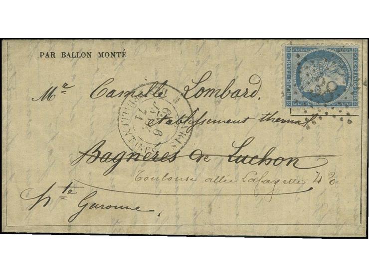 DUQUESNE 9.1.71, journal "Gazette des Absents"  Nr 23 du 5 janvier affr. avec 20C. oblit.étoile "38", cachet de départ "PARIS
