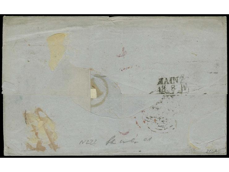 VEREINIGTE STAATEN: 1859/61, 15 Kreuzer braunpurpur, 3 Einzelwerte mit senkrechtem Paar 1 Kreuzer grün, mit Nummer "175" und 