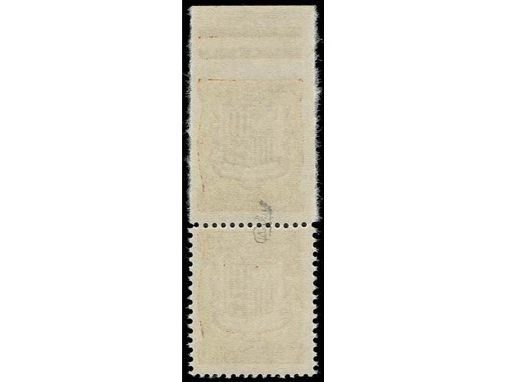 1961, armoiries 0,20 fr. paire verticale, le timbre supérieur seulement dentéle en bas, neuf sans charnière, beau, signé Calv