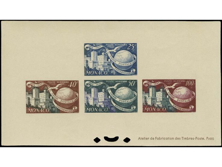 1949, poste aérienne,  trois blocs spéciaux, deux non dentelés, neuf sans charnière, tb