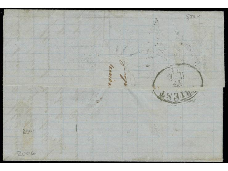 MISCELLANEOUS ITEMS: 1871, entire letter from Venice via Triest to Antivari, franked with DLR 60 c. violet (small fault), tie
