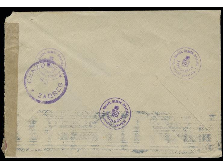 FIELD POST: 1944, field post cover with letter (dated Donji Lapac 18.8) with cachet "..ZAPOVJEDNICTVO 10.LOVACKE..." to Zagre