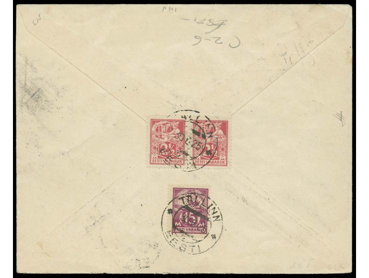 45 m. with wide distance between 5 und Marka, with additional franking, tied by cds. "TALLINN 30.6.25" to front and reverse o