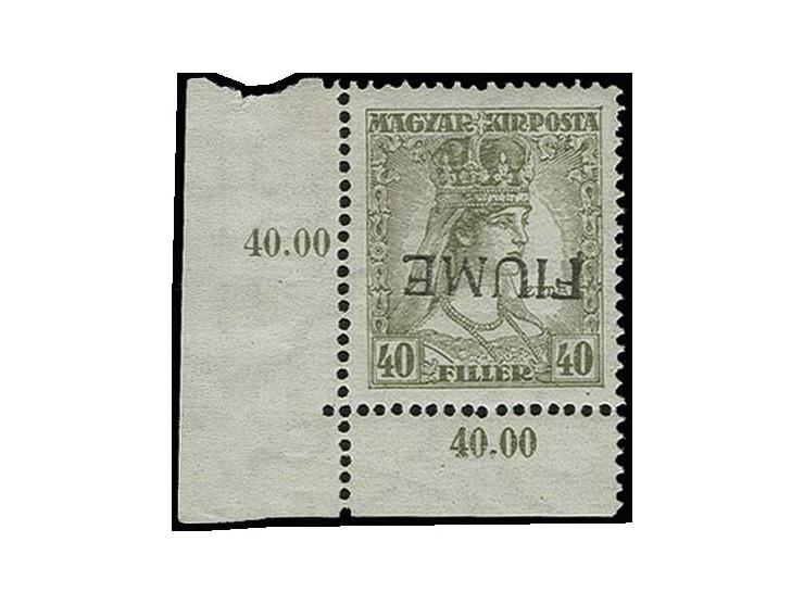Queen Zita 40 f. with inverted handstamp (type IV) from the lower left sheet corner, mint never hinged, very fine and attract