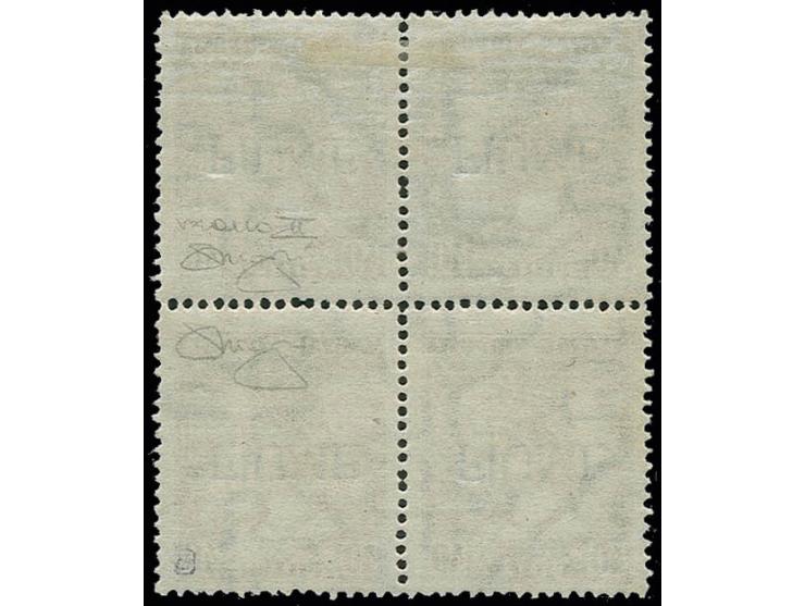 40 f. as block of four with inverted handstamp (type II), upper stamps hinged, lower mint never hinged, very fine and attract
