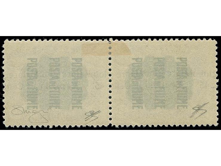 45 c. on 45 c., horizontal pair with shifted double overprint, unused, very fine, signed Raybaudi with certificate (Sassone N