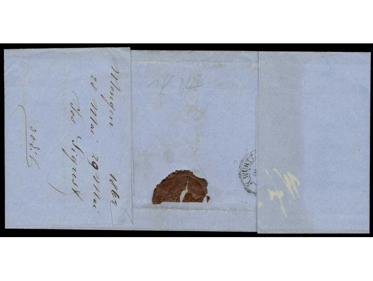 SCHWEIZ: 1861, 6 Kreuzer grün, farbfrisch und recht gut gezähnt mit klarem Kr. "MENGEN 28 5 62" auf Briefhülle nach Zürich mi
