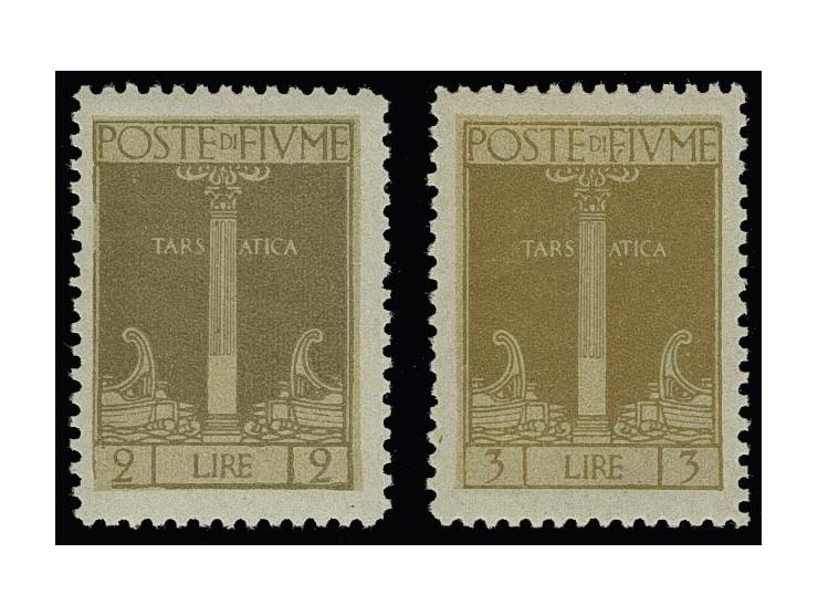 1923, Roman archway 2 and 3 l., each as color error "brown-olive" and "brown", unused, very fine, signed Raybaudi (Sassone Nr