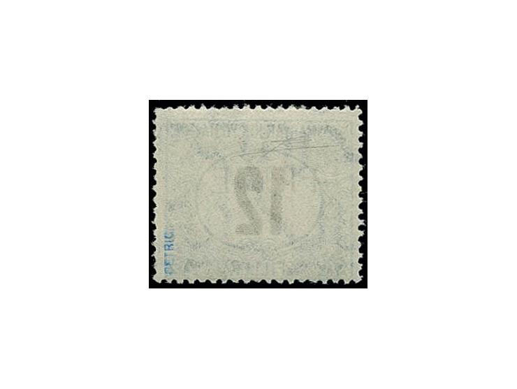 POSTAGE DUE STAMPS: 1918, 12 f. with watermark "patriarch cross" and machine overprint, mint never hinged, very fine, signed 