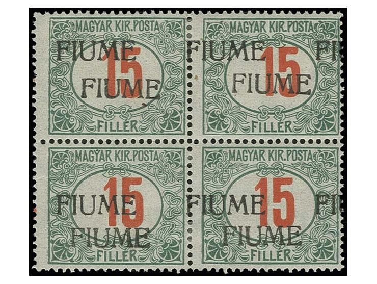 15 f. with double overprint, one machine overprint, one handstamped with type II, unused, very fine, signed Raybaudi with cer