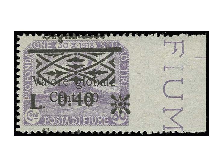 0.40 on 80 c. with right sheet margin, imperforated at right, mint never hinged, small hinge in the margin, very fine, rare, 