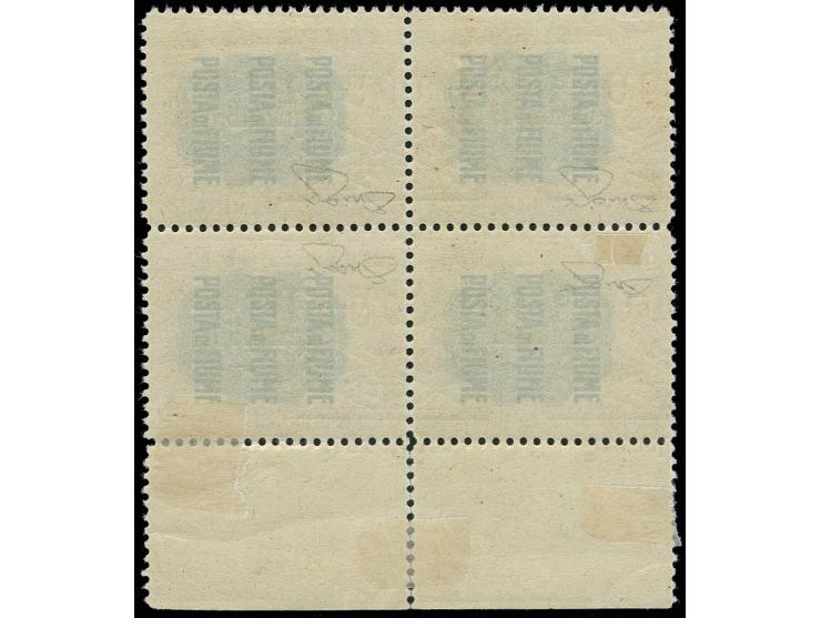 0.60 on 45 c., block of four from the lower sheet margin, with shifted and inverted overprint, upper stamps mint never hinged