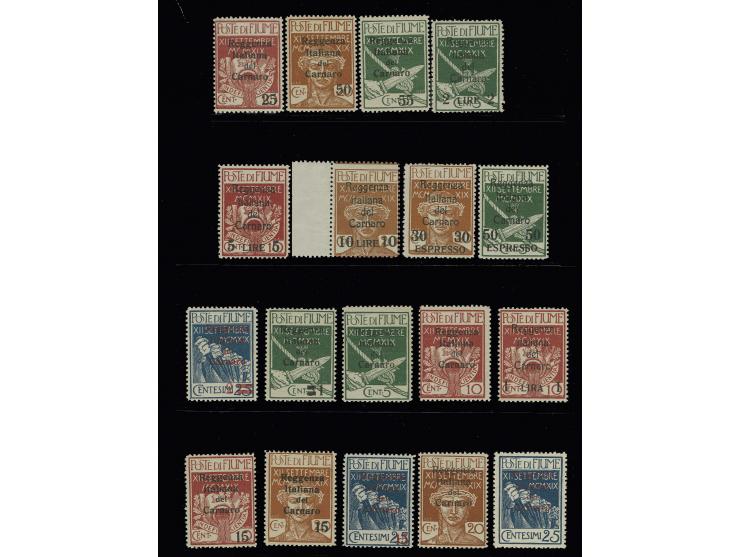 1920, Overprint issue 1 c. - 10 l. including both express stamps, mint never hinged, very fine, signed Raybaudi with two cert