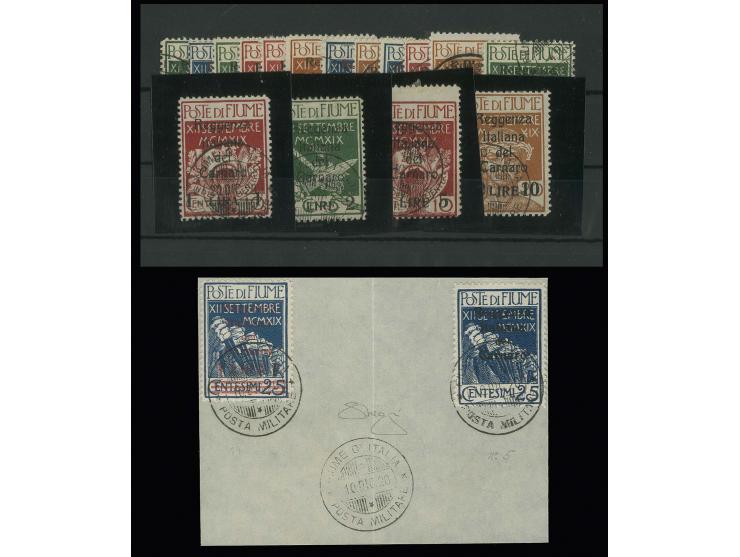 1 c. - 10 l. including 25 c. blue in both overprint colors, used and on small pieces, very fine, signed Raybaudi with two cer
