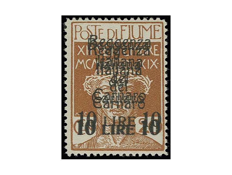 10 l. on 20 c. with triple overprint, mint never hinged, very fine, signed Raybaudi with certificate (Sassone Nr. 146g)