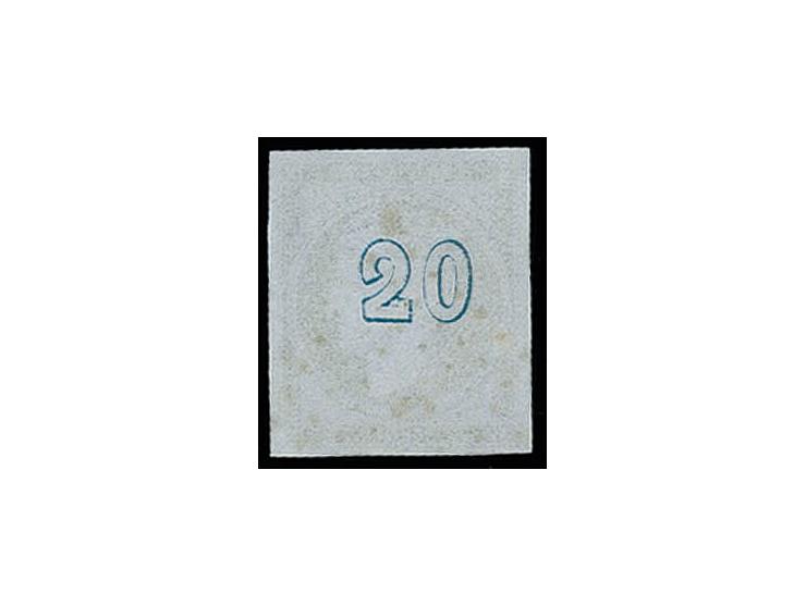 20 l. deep-ultramarine, large margins and neatly cancelled, extremely fine (Hellas 13Ia)