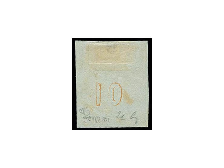 10 l. orange, nice colour and good to large margins, unused o.g., very fine and scarce (Hellas 12IIa)