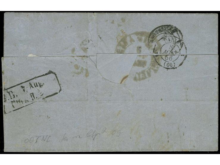 PHILIPPINEN: 1851, 18 Kreuzer auf violettgrau, Type II, zusammen mit 9 Kreuzer auf lebhaftrosa, 3 Kreuzer auf gelb und 2 Einz