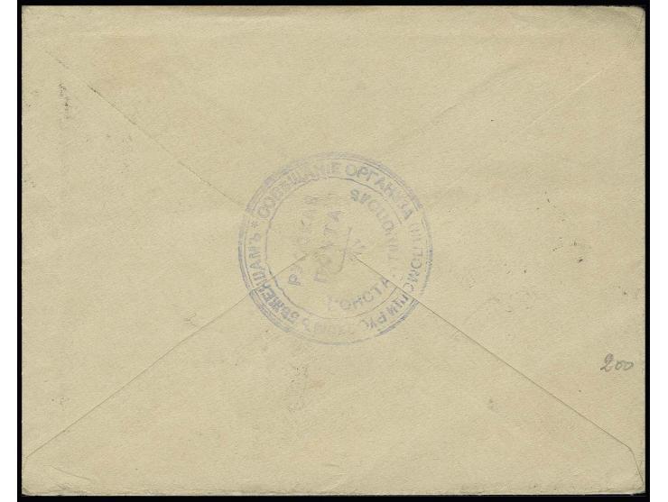 1920, "REFUGEE ORGANIZATION RUSSIAN POST"  as round violet seal on reverse of cover to Verona with Italy 5 and 20 c. postage 