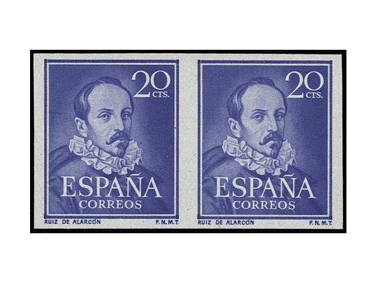 Juan Ruiz 20 c. bluish-violett, imperforated horizontal pair, unmounted mint, opinio Graus for a split up block of 4, fine an