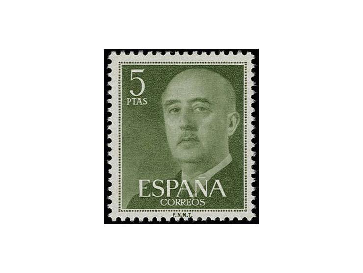 5 pta. in unissued colour olive-green, unmounted mint (Edifil 1160cc)