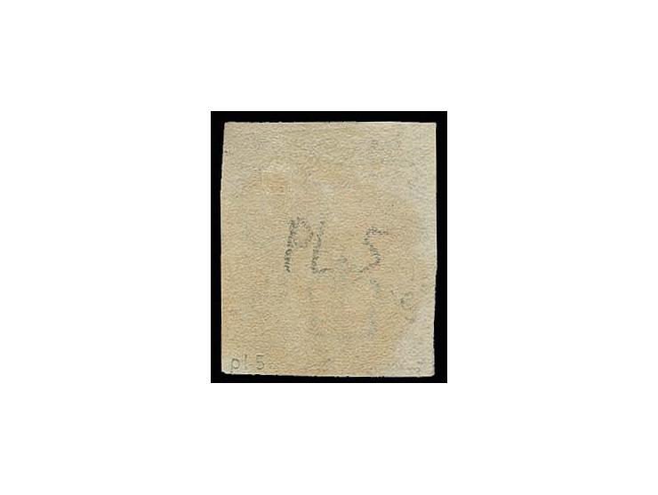 1 d. black, plate 5, IE, good margins all round, clear central red MC, very fine, certificate Pröschold BPP