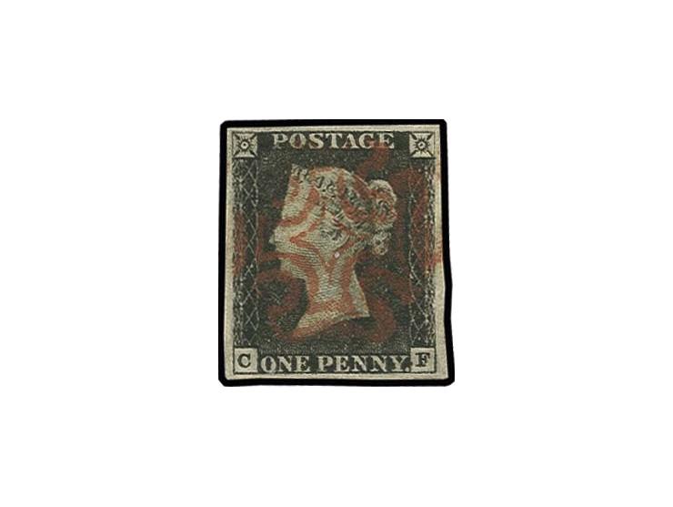 1 d. black, plate 7, CF, good margins all round, light central red MC, fine, signed Pröschold BPP with certificate