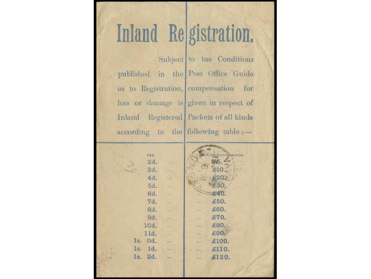 1887/92, ½ d. orange and vertical pair 6 d. purple, tied by cds. "STRAND W.O. MY 19 99" to register envelope 2 d. blue with a