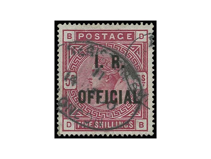 OFFICIAL STAMPS: I.R. OFFICIAL: 1882/1901, 5 s. rose, used, very fine, certificate RPS (2012)