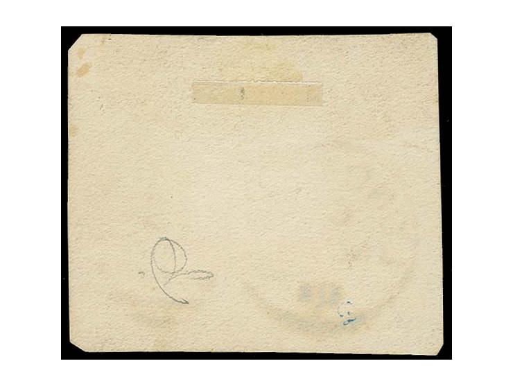 5 d. dull purple and blue, tied by London duplex to small piece, interesting overprint flaw "partly missing O of OF", very fi