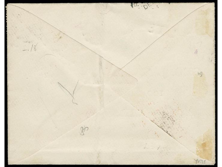 1884/91, ½ d. green, 1 d. rose-carmine and 2. grey, tied by oval of bars to small envelope to adjacent "ACCRA NO 22 94" and s