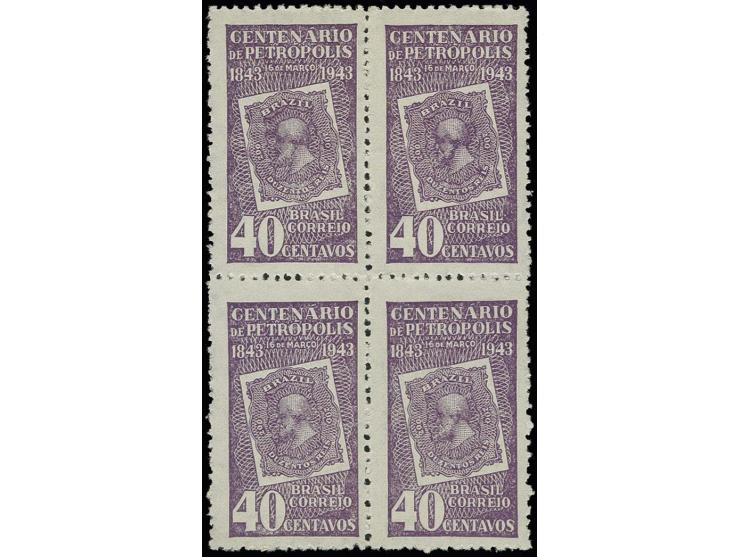 1943, Petropolis 40c. with wm.17, block of 4, unmounted mint (Mi. 5.200,-)