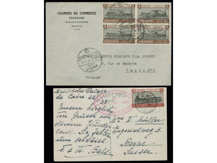 1933, international railway congress 13 m. tied by special cancel "CAIRO 26.JA." to picture card with red special cachet "CON