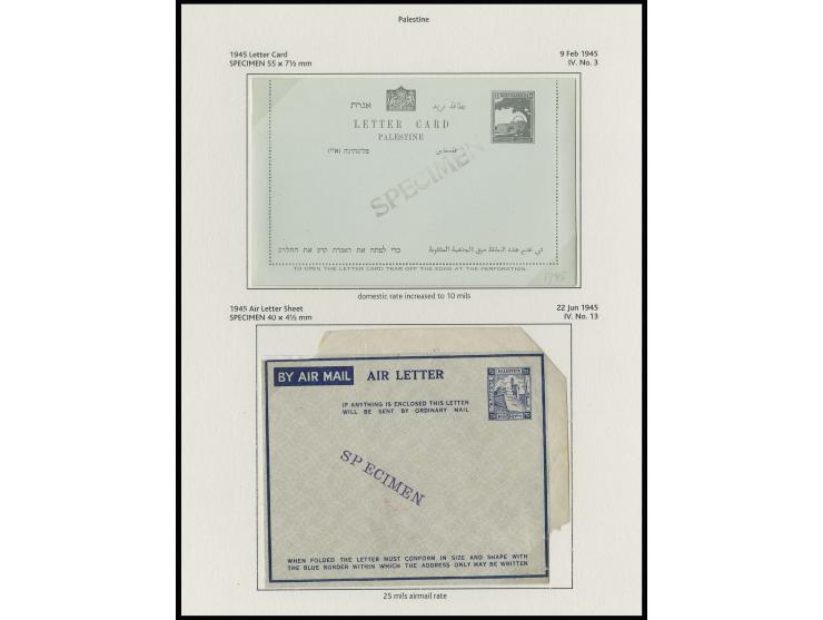 SPECIMEN: 1927/45, postal stationery complete collection of all UPU specimens (except RE202-03 since different sizes were not