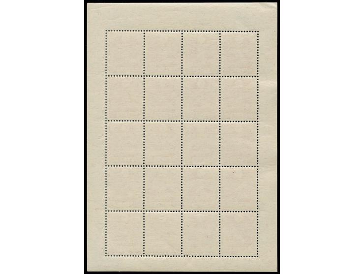 1935, Fujisan 1 1/2 S. carmine miniature sheet of 20 stamps, unmounted mint, small crease at left upper sheet corner, otherwi