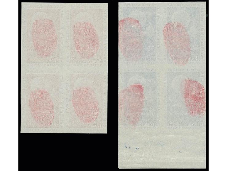 1957, World Metereological Organization, plate proofs in blocks of 4, unhinged mint with security fingerprints