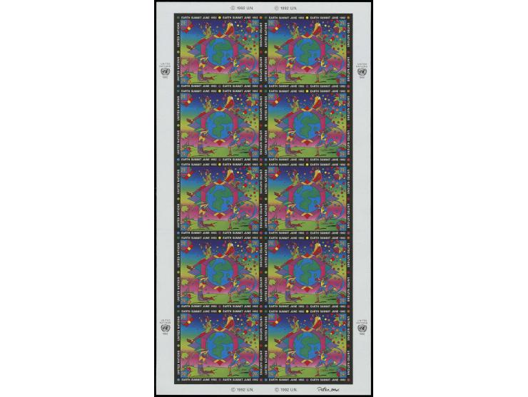 1992, Earth summit, plate proof, cpl. sheet with 10 blocks of 4, unhinged mint, only 2 sheets printed