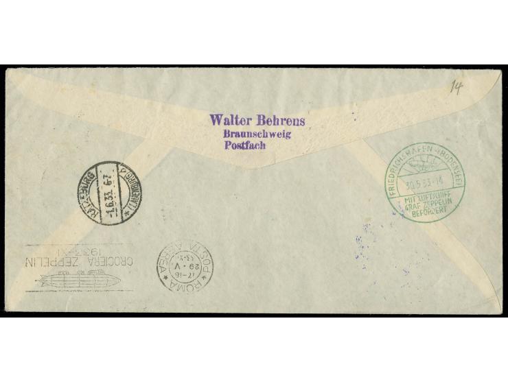 Italienfahrt, Italienische Post mit Sonderstempel: Brief mit kpl. Zeppelinsatz und blauviolettem Sonderbestätigungsstempel na