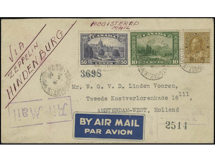 8. Nordamerikafahrt, Kanada-Post, R-Brief nach Holland, Pracht
