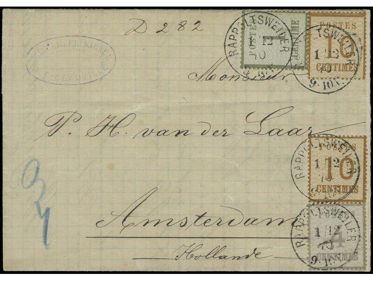 NIEDERLANDE: 1870, 1 Centime olivgrün in Type II zusammen mit Type I 4 Centimes grau und 2 Stück 10 Centimes orangebraun, mit