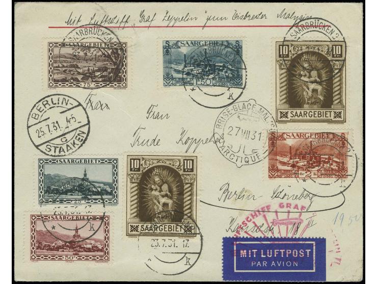 Brief Auflieferung Berlin mit u.a. 2 Werten Madonna 10 Fr. nach Malygin, alle Stempel vorderseitig, Pracht